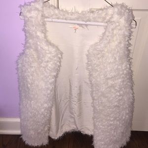 Adorable Fuzzy White Vest